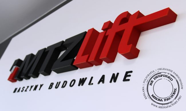 logo przestrzenne MTZLIFT styrodur plexi 1