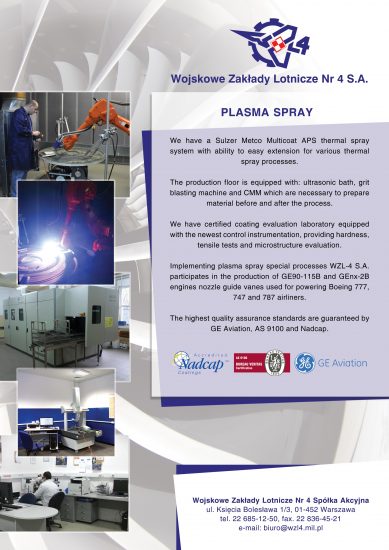 Folder WZL Wojskowe Zaklady Lotnicze w warszawie informacje o plazmie english