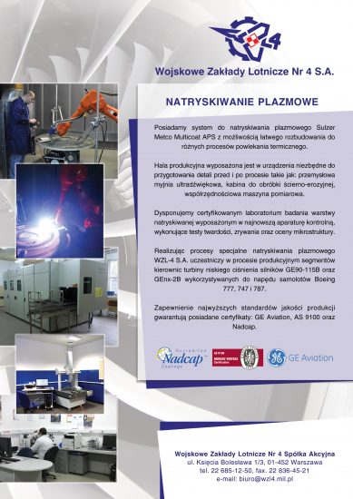 Folder WZL Wojskowe Zaklady Lotnicze w warszawie informacje o plazmie polish