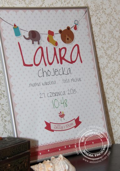 metryczka dla dziecka prezent ramka obrazek dane parametry 1