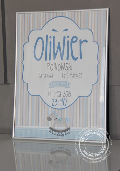 metryczka dla dziecka prezent ramka obrazek dane parametry 2