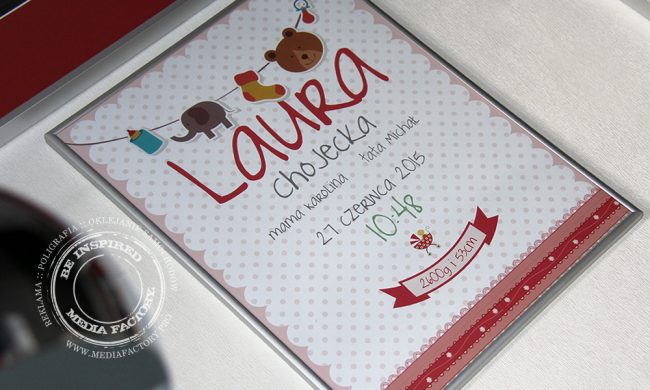 metryczka dla dziecka prezent ramka obrazek dane parametry 6