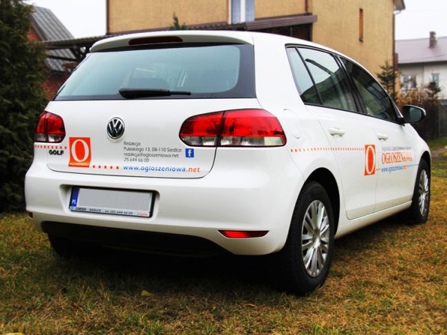 OGLOSZENIOWA VW Golf folia polimerowa wycinana ploterowo