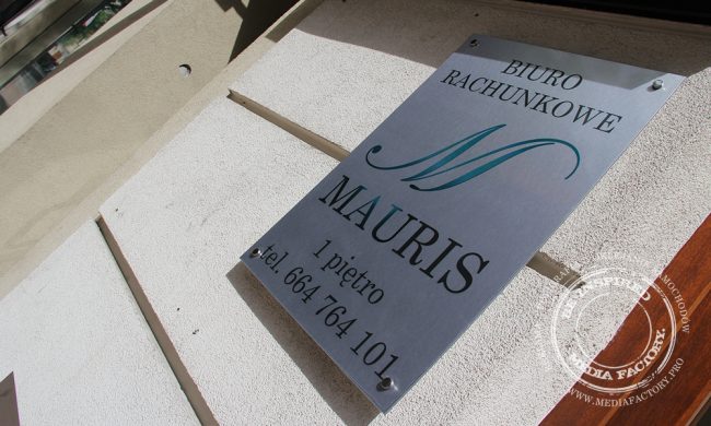 tablica informacyjna MAURIS dibond szczotkowane aluminium wydruk bezbarwna 2