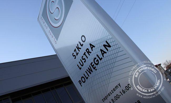 tablica totem reklamowy aluminium dibond GLASS STRUS 6