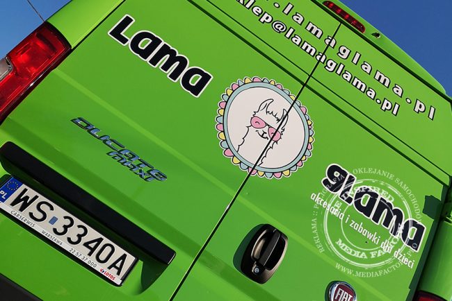 Lama Glama – Fiat Ducato oklejanie samochodow busow dostawczych projekt grafika dla dzieci